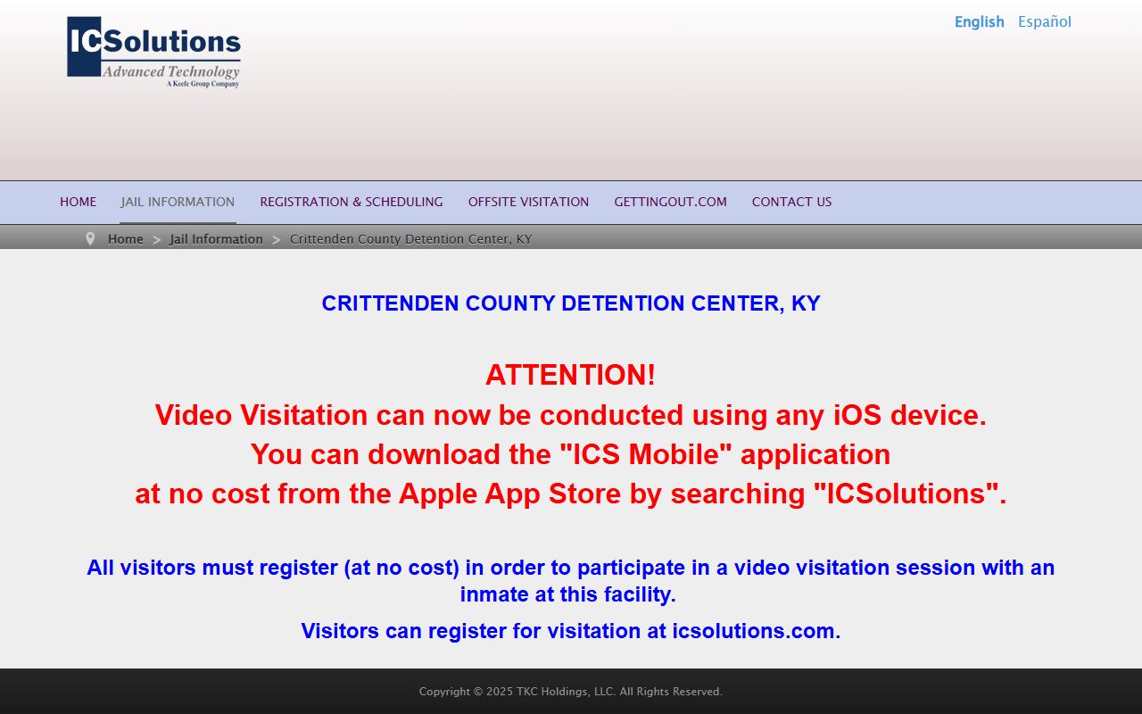 ICSolutions visitation for Crittenden County inmate records
